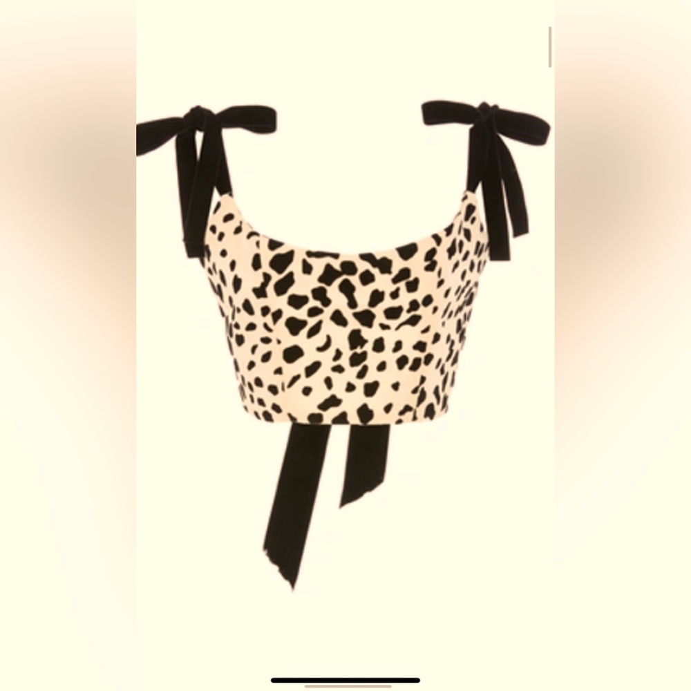 EXCLUSIVE FIRE DALMATION-PRINT TIE-DETAILED CREPE BUSTIER TO IN WHITE
